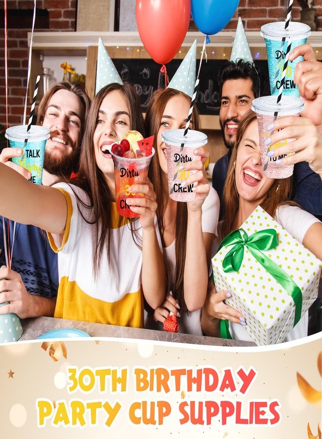 Jingmore 60 Pack Dirty 30 Birthday Cups 12 oz 30th Party Plastic Cups with Lids and Paper Straws Bulk for Women Men Birthday Decorations Dirty Thirty Party Favors - Image 5